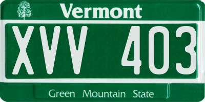 VT license plate XVV403