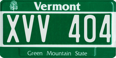 VT license plate XVV404