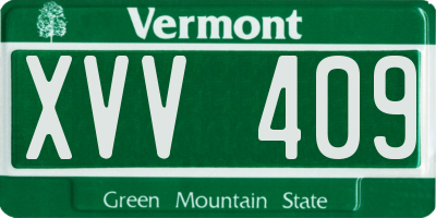 VT license plate XVV409
