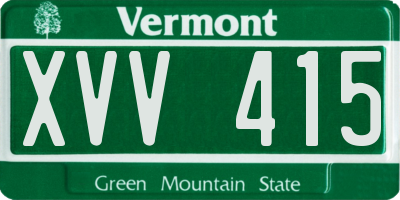VT license plate XVV415