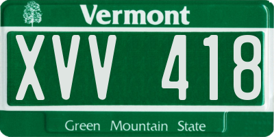 VT license plate XVV418