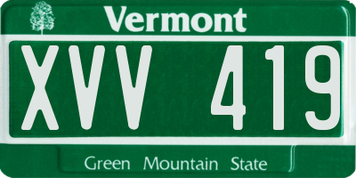 VT license plate XVV419