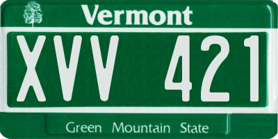 VT license plate XVV421