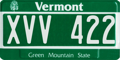 VT license plate XVV422