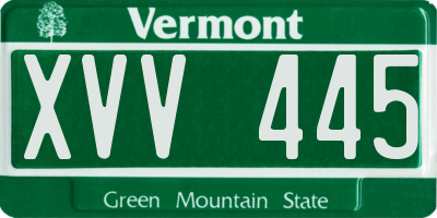 VT license plate XVV445