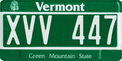 VT license plate XVV447
