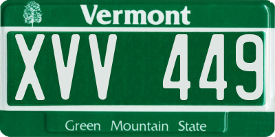 VT license plate XVV449