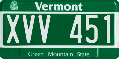 VT license plate XVV451