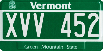 VT license plate XVV452
