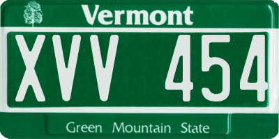 VT license plate XVV454