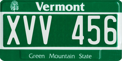 VT license plate XVV456