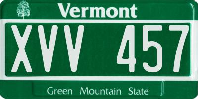 VT license plate XVV457