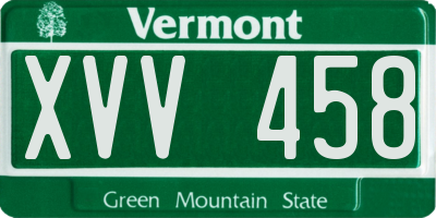 VT license plate XVV458
