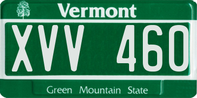 VT license plate XVV460