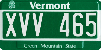 VT license plate XVV465