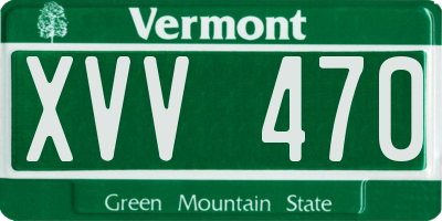VT license plate XVV470