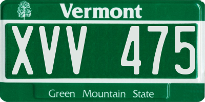 VT license plate XVV475