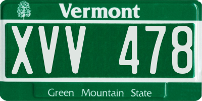VT license plate XVV478