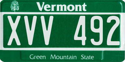 VT license plate XVV492