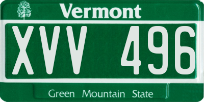 VT license plate XVV496