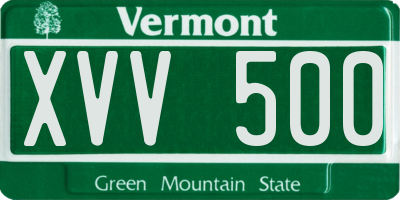 VT license plate XVV500