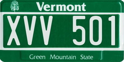 VT license plate XVV501