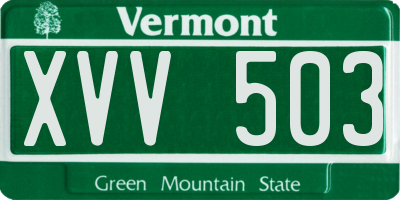 VT license plate XVV503