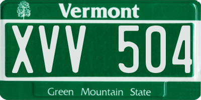 VT license plate XVV504
