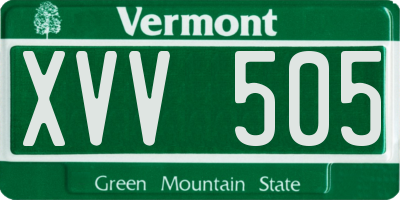 VT license plate XVV505