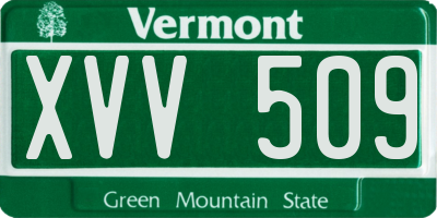 VT license plate XVV509
