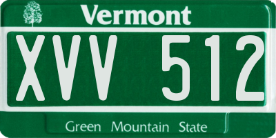 VT license plate XVV512