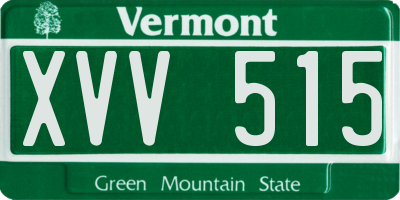 VT license plate XVV515