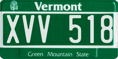 VT license plate XVV518