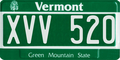 VT license plate XVV520