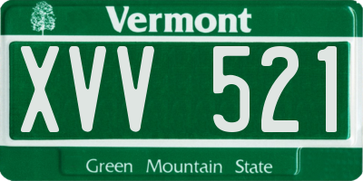 VT license plate XVV521