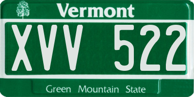 VT license plate XVV522