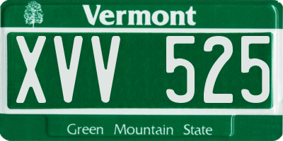 VT license plate XVV525