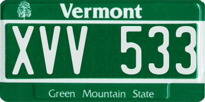 VT license plate XVV533