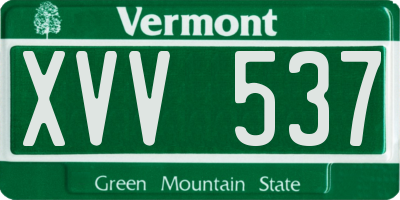 VT license plate XVV537