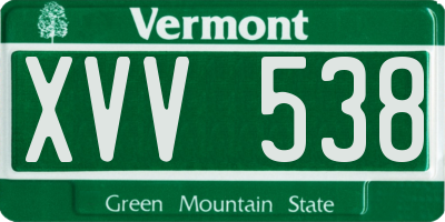 VT license plate XVV538