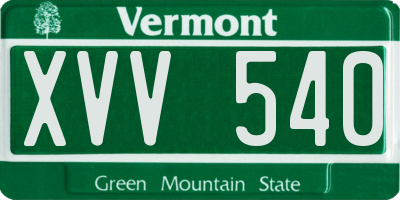 VT license plate XVV540