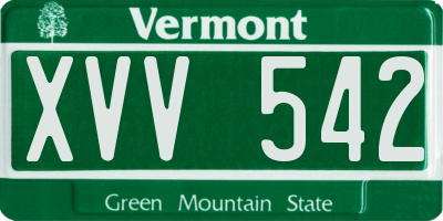 VT license plate XVV542