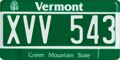VT license plate XVV543