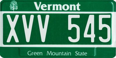 VT license plate XVV545
