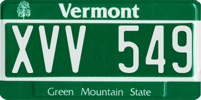 VT license plate XVV549
