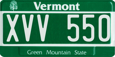 VT license plate XVV550