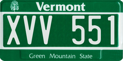 VT license plate XVV551