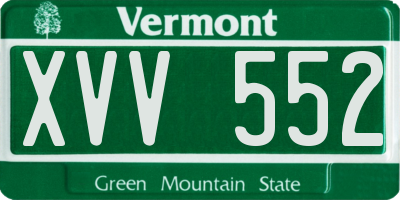 VT license plate XVV552
