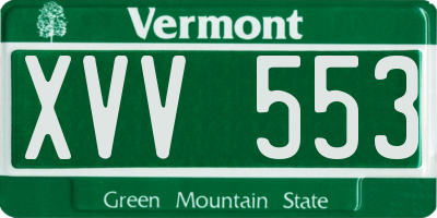 VT license plate XVV553