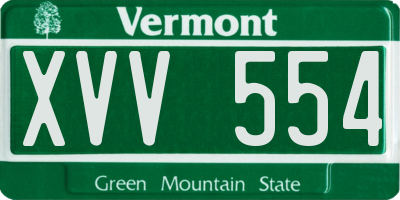 VT license plate XVV554